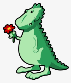 Dinosaurs Svg Christmas - Dinosaur With Flower, HD Png Download, Transparent PNG