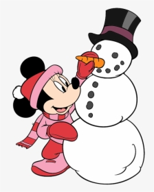 Snowman Clipart Mickey - Minnie Mouse In Winter, HD Png Download, Transparent PNG
