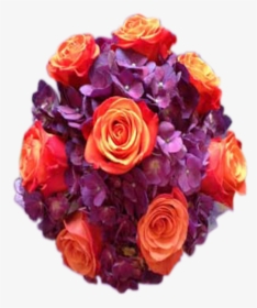 Purple Hydrangea Orange Roses, HD Png Download, Transparent PNG
