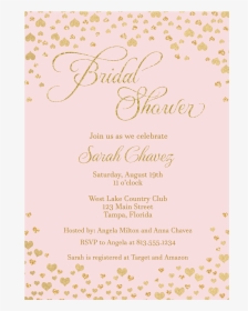 Confetti Hearts, Pink, Bridal Shower Invitation - Calligraphy, HD Png Download, Transparent PNG