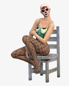 Woman, Sitting, Chair, Fishnet Stockings, Clothing - Woman Sitting In Chair Png, Transparent Png, Transparent PNG