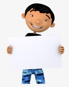 Cool Boy Holding A Blank Board, Sign Or Banner - Boy Holding Board Png, Transparent Png, Transparent PNG