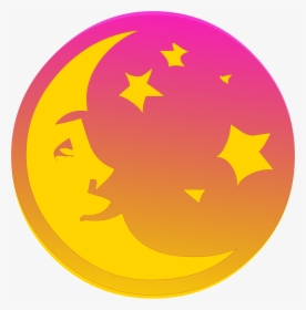 Moon Face And Stars Transparent Png Image - Moon Smiling Png, Png Download, Transparent PNG