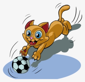 Kittens Clipart Cat Play - Cat Play Football Cartoon, HD Png Download, Transparent PNG