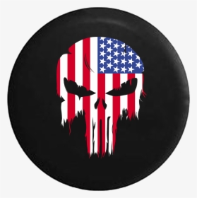Tattered American Flag Punisher Skull Rv Camper Spare - Punisher Skull American Flag, HD Png Download, Transparent PNG