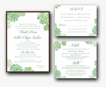 Watercolor Succulents Wedding Invitation Set, HD Png Download, Transparent PNG