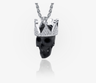 Black Ivory Skull & Diamond Crown Pendant - Pendant, HD Png Download, Transparent PNG