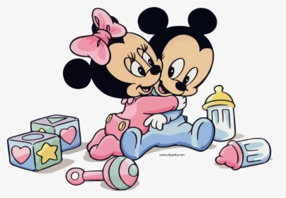Baby Minnie And Mickey Hug Clipart Png - Baby Mickey And Minnie Mouse, Transparent Png, Transparent PNG