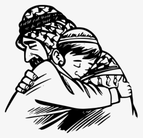 Father And Son Hugging Drawing, HD Png Download, Transparent PNG