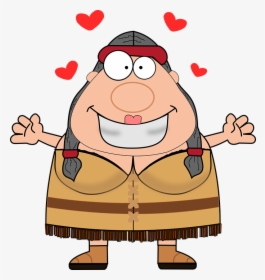 Hug, Indian, Kiss, Maiden, Woman, Girl - Confused Native American Cartoon, HD Png Download, Transparent PNG