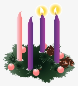 2nd Sunday Of Advent C - Three Advent Candles Lit, HD Png Download, Transparent PNG