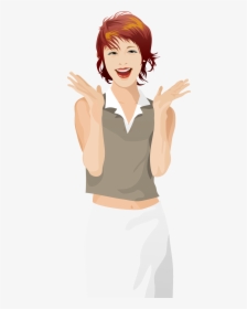Short-haired Beauty Material Hand To Vector Laugh Clipart - Illustration, HD Png Download, Transparent PNG