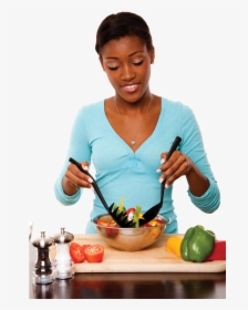 Young Black Lady Cooking , Png Download - Black Lady Cooking, Transparent Png, Transparent PNG