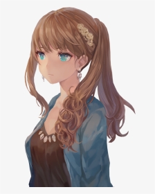 Anime Girl Brown Hair Blue Eyes, HD Png Download, Transparent PNG