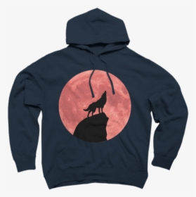 Wolf Howling At A Blood Moon - Tea Hoodie, HD Png Download, Transparent PNG