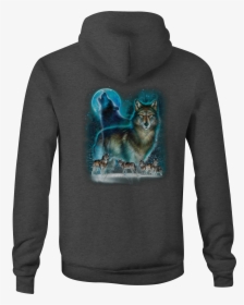 Wolf Zip Up Hoodie Howling At Moon Hooded Sweatshirt - Alaskan Malamute, HD Png Download, Transparent PNG