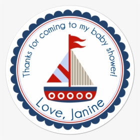 Nautical Sailboat Personalized Sticker - Nautical Baby Shower Invitations, HD Png Download, Transparent PNG