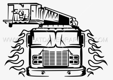 Transparent Firetruck Png - Black And White Fire Truck Clipart, Png Download, Transparent PNG