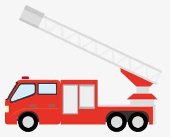 Fire Engine, Car, Truck, Motor Vehicle, Transport Png - 消防 車 はしご車 イラスト, Transparent Png, Transparent PNG