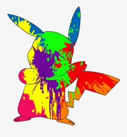 Paint Splatter Pikachu By Backapple - Trippy Pikachu, HD Png Download, Transparent PNG