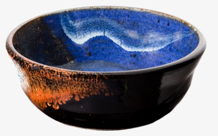 Cereal Bowl Handmade Pottery Cobalt Blue & Brown 3/4 - Bowl, HD Png Download, Transparent PNG