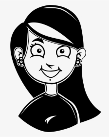 Smiling Girl Black Clip Arts - Smiling Girl Face Clipart Black And White, HD Png Download, Transparent PNG