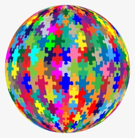 Multicolored Jigsaw Puzzle Pieces Sphere No Strokes - Multi Colored Puzzle Piece, HD Png Download, Transparent PNG