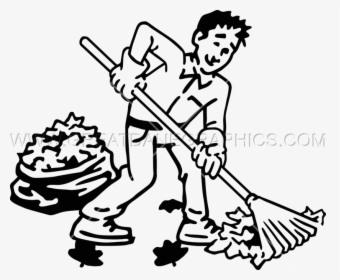 Guy Raking Production Ready - Black And White Leaves Clipart, HD Png Download, Transparent PNG