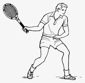 Transparent Tennis Png - Tennis Player Line Drawing, Png Download, Transparent PNG