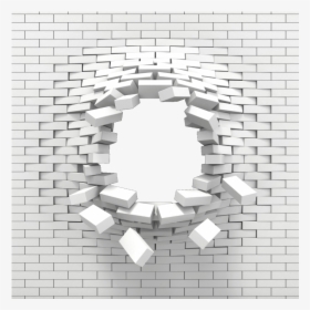 #ftestickers #background #wall #brick #hole #white - Brick Wall Blowing Up, HD Png Download, Transparent PNG