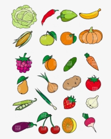 Healthy Food Vegetables Fruits And Berries In Cartoon - Clipart Healthy Food Cartoon, HD Png Download, Transparent PNG