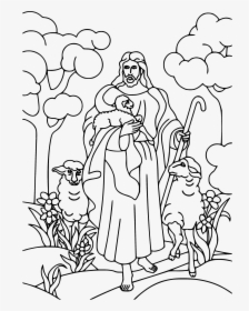 Jesus Christ The Shepherd Line Art Clip Arts - Jesus The Shepherd Drawing, HD Png Download, Transparent PNG