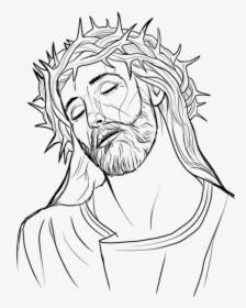 Jesus Christ Outline Illustration - Jesus With Crown Of Thorns Drawing, HD Png Download, Transparent PNG
