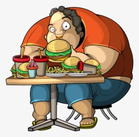 Clip Art Fat Man Eating Donuts - Fat Man Eating Cartoon, HD Png Download, Transparent PNG