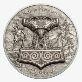 Thor's Hammer Mjöllnir Silver Coin, HD Png Download, Transparent PNG