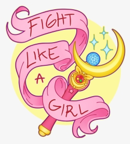 Cartoon Summer Sun Clip Art - Fight Like A Girl Sticker Sailor Moon, HD Png Download, Transparent PNG