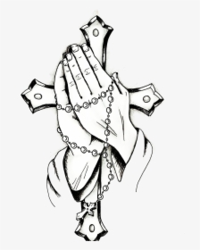 Praying Hands Rosary Clipart Free Cliparts Images On - Prayer Hands With Cross, HD Png Download, Transparent PNG