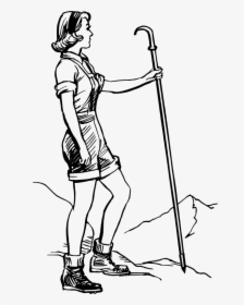 Hiker - Woman Hiking Drawing, HD Png Download, Transparent PNG