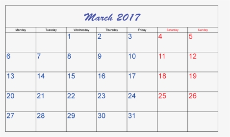 Tumblr March 2017 Calendar - 2011 Calendar, HD Png Download, Transparent PNG