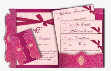 Indian Wedding Card Png - Pink Design For Wedding Invitation, Transparent Png, Transparent PNG