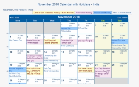 November 2018 Calendar With Holidays Printable - August 2019 Calendar With Holidays, HD Png Download, Transparent PNG