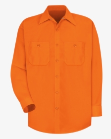 Long Sleeve Enhanced Visibility Work Shirt - Orange Long Sleeve Button Shirts Mens, HD Png Download, Transparent PNG