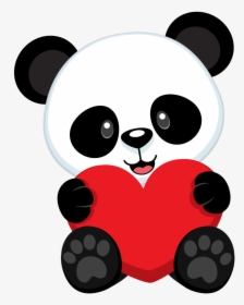 Transparent Panda Cartoon Png - Oso Panda Con Corazon, Png Download, Transparent PNG