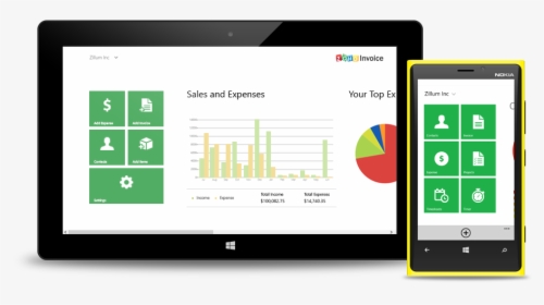 Zoho Invoice For Windows Phone And Surface Tablet - Mobile Phone, HD Png Download, Transparent PNG