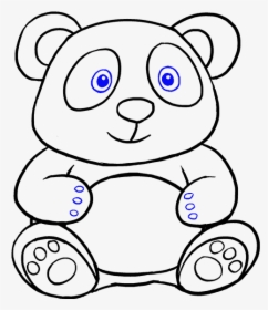 Sketch Panda With Bamboo - Panda Cartoon Black And White, HD Png Download, Transparent PNG