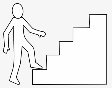 Staircase, Stairs, Climb, Up, Man - Clipart Black And White Upstairs, HD Png Download, Transparent PNG