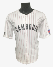 Image Of Rep Cambodia Pin Striped Baseball Jersey - Cambodia Baseball Jersey, HD Png Download, Transparent PNG