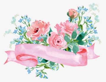 #boquet #bouquet #watercolor #watercolour #flowers - Pink And Blue Flowers Png, Transparent Png, Transparent PNG