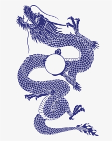 Decorative Tattoo Style Chinese Blue Japanese Illustration - Japanese Dragon Art Png, Transparent Png, Transparent PNG