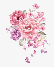 Ftestickers Watercolor Flowers Bouquet Pink - Watercolor Flower Bouquet Png, Transparent Png, Transparent PNG
